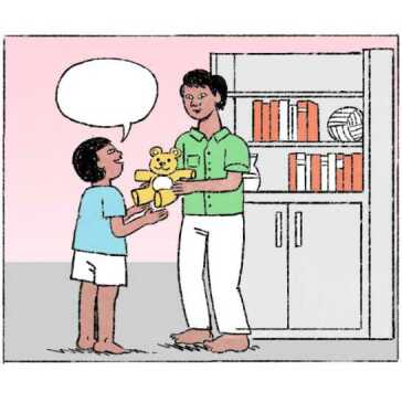 Un uomo che passa un orsacchiotto a una ragazza.