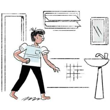 A man walking to the bathroom.