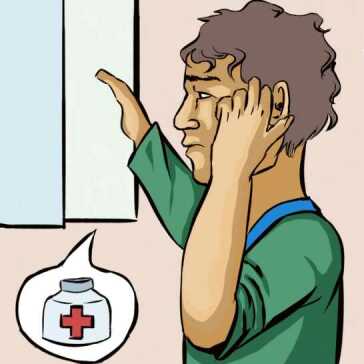 A man holding his hand to the side of his face and thinking about medicine.