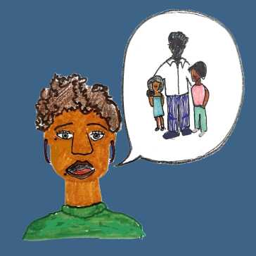 A woman talking about her family.