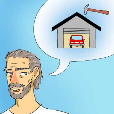 A man thinking about building a garage.